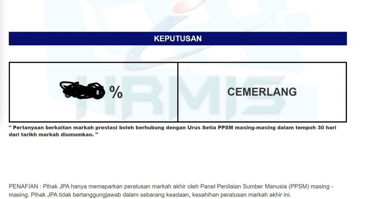 Cara Semak Markah Prestasi di HRMIS