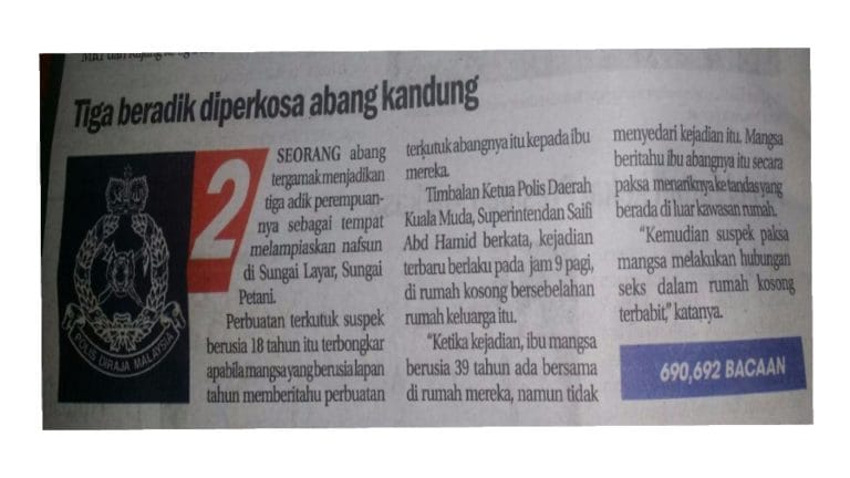 Abang Rogol 3 Adik Kandung: Apakah Faktornya?