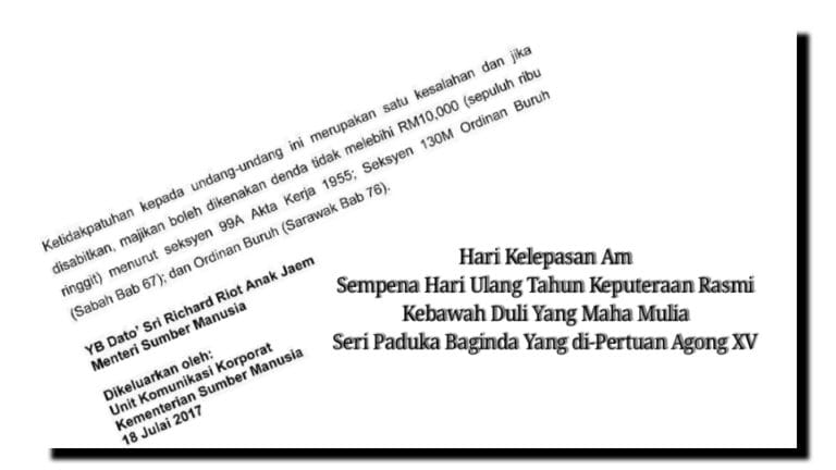 Boleh didenda jika tidak patuh cuti kelepasan am