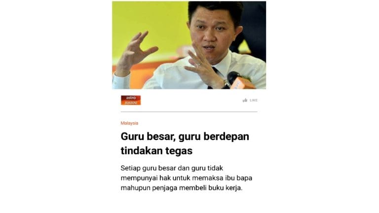 Guru Besar dan Guru Tidak Boleh Paksa Beli Buku Kerja