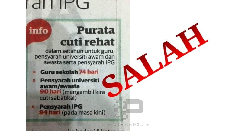 Cuti Rehat Guru Bukan 74 Hari