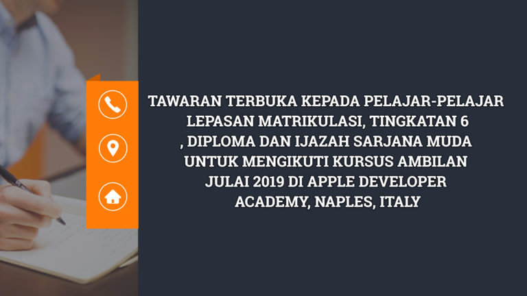 KURSUS AMBILAN JULAI 2019 DI APPLE DEVELOPER ACADEMY, NAPLES, ITALY