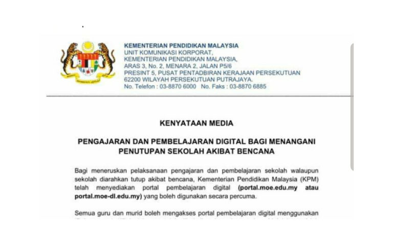 Pengajaran dan Pembelajaran Digital Semasa Penutupan Sekolah
