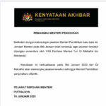 jawatan menteri pendidikan