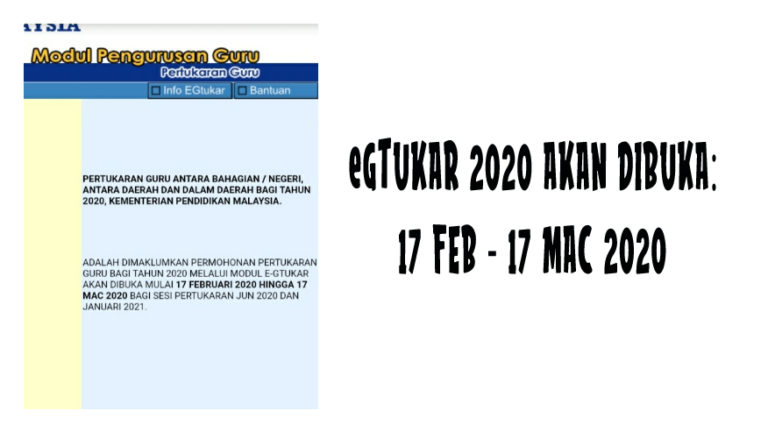eGtukar 2020 dibuka 17 Februari