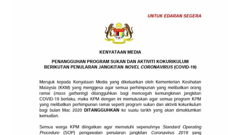 Penangguhan Program Sukan dan Aktiviti Kokurikulum