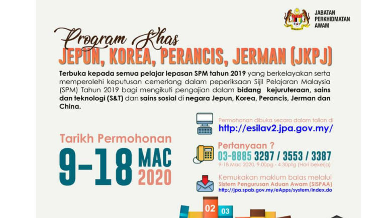 Tawaran Penajaan JPA Pengajian Di Bawah Program Khas Jepun, Korea, Dan Jerman (JKPJ)