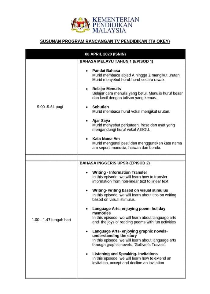 Tonton TV Pendidikan di Saluran Okey