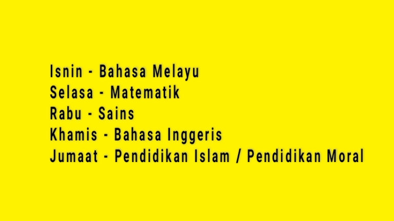 Cadangan: beri kerja sekolah sehari 1 subjek sahaja