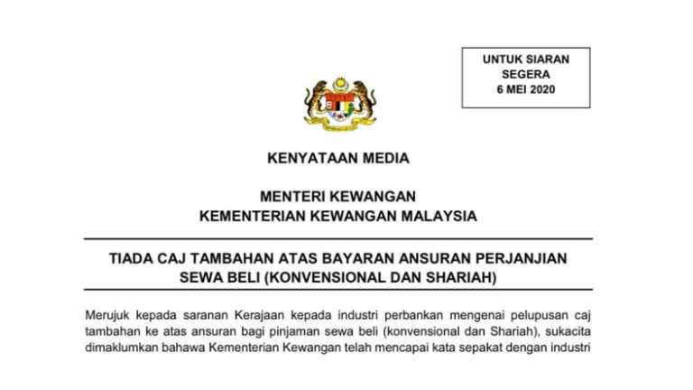 Tiada Caj Tambahan Atas Bayaran Ansuran Sewa Beli Konvensional dan Shariah