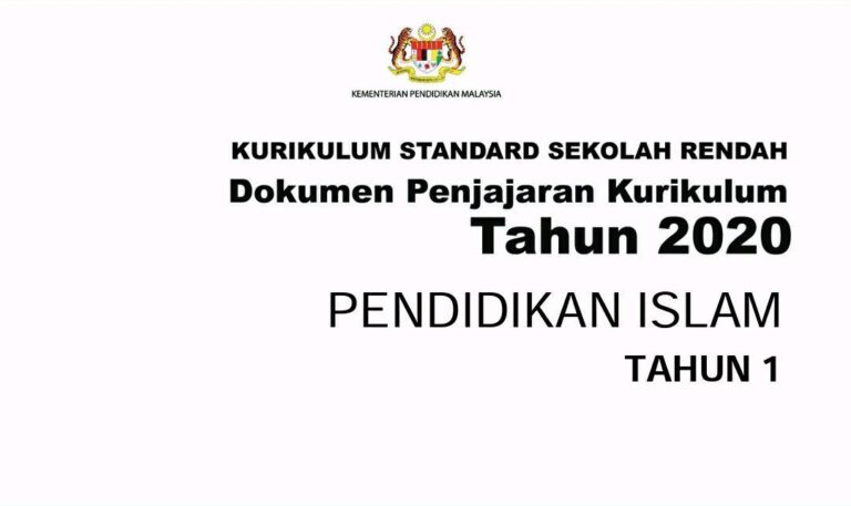 Dokumen Penjajaran Kurikulum (DPK) Pendidikan Islam Tahun 1