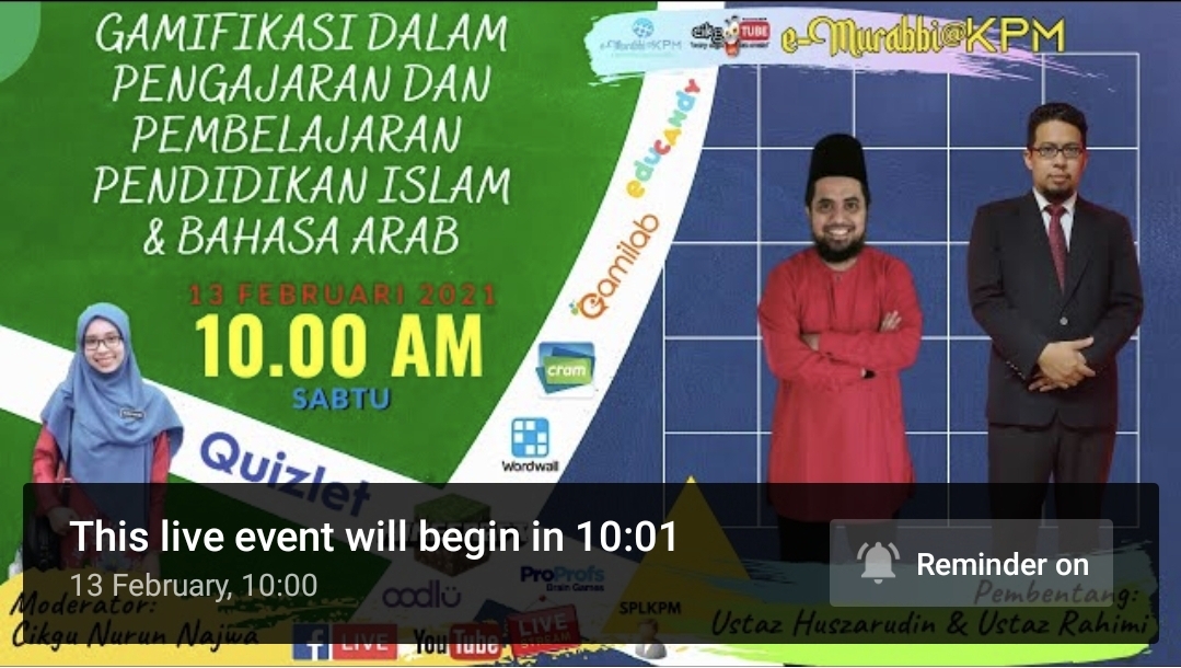 WEBINAR GAMIFIKASI DALAM PENGAJARAN DAN PEMBELAJARAN PENDIDIKAN ISLAM & BAHASA ARAB