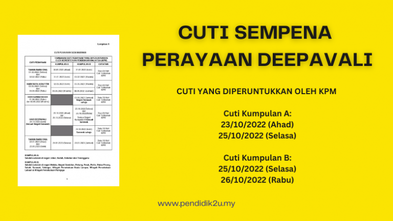 Cuti Sempena Perayaan Deepavali Yang Diperuntukkan KPM