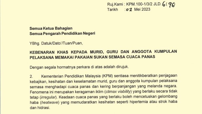 Guru, murid dibenar memakai baju sukan