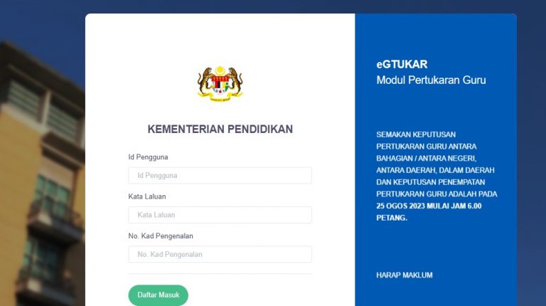 Semakan Keputusan eGtukar Sesi September 2023 25 OGOS