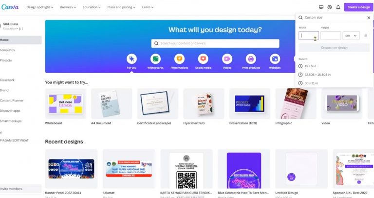 Cara Setting Saiz Banner di Canva