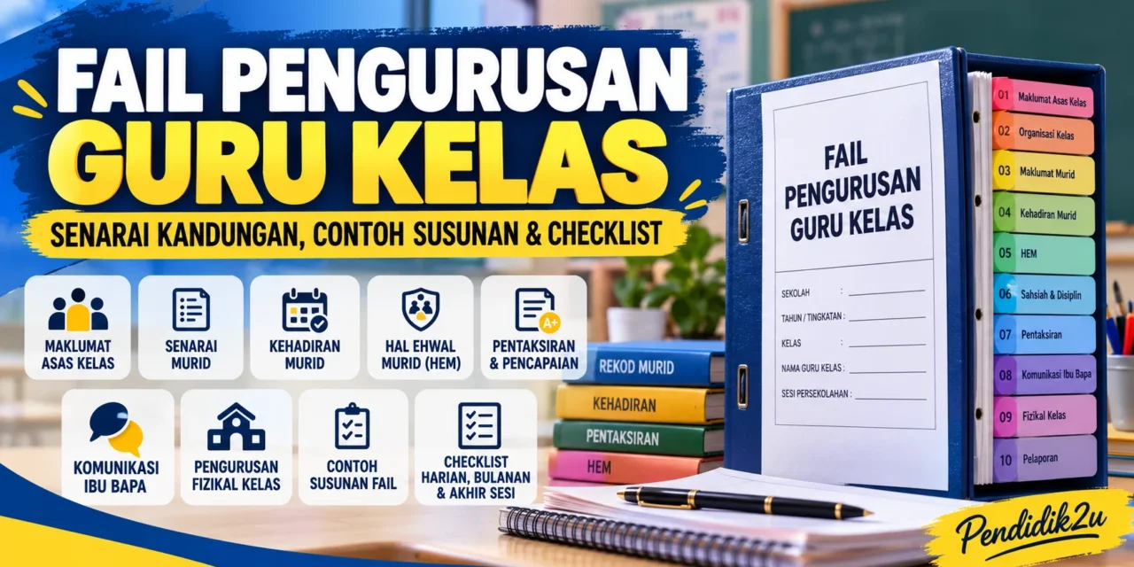 Fail Pengurusan Guru Kelas: Senarai Kandungan, Contoh Susunan & Checklist