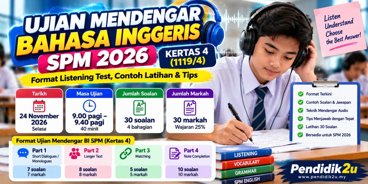Ujian Mendengar BI SPM 2026: Format Listening Test & Contoh Latihan